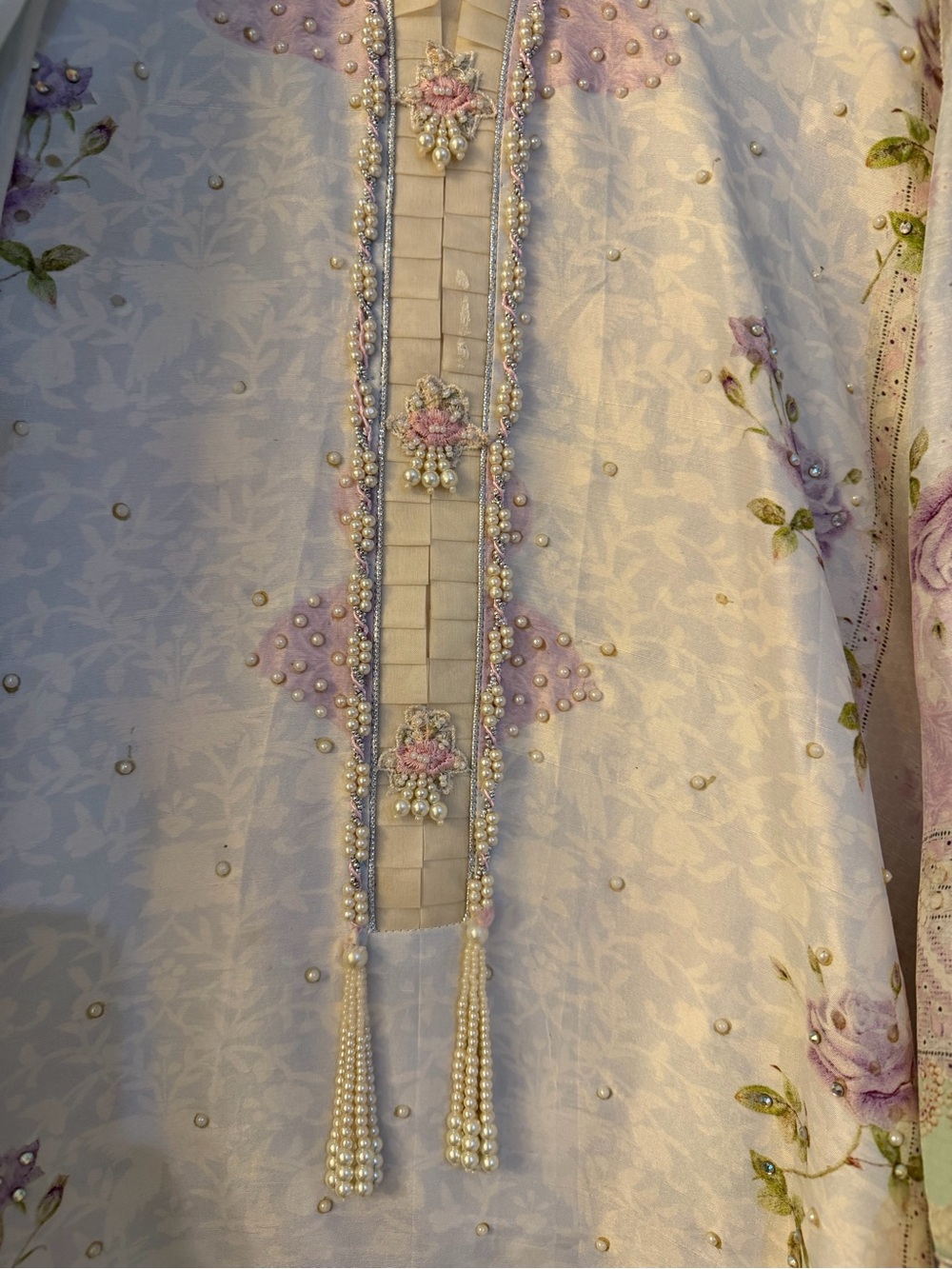 Elegant Pastel Floral Tunic Dress - Women's Light Lavender - Picture 5 of 9